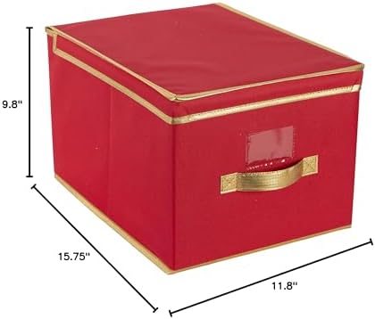 Holiday Jumbo Storage Box by Simplify – Red Collapsible Seasonal Organizer