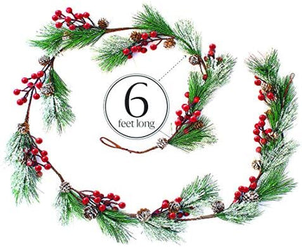6ft Winter Berry Garland – Pine Cones & Evergreen Christmas Home Decoration