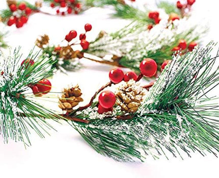 6ft Winter Berry Garland – Pine Cones & Evergreen Christmas Home Decoration