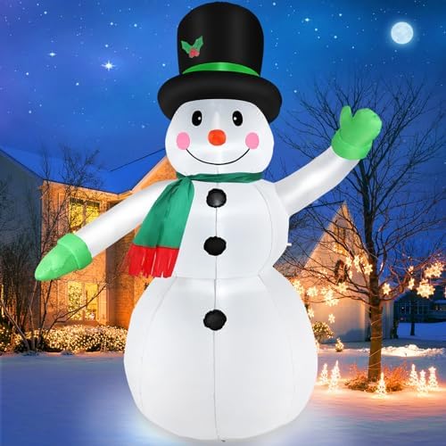 7FT Lighted Snowman Inflatable – Outdoor Xmas Blow-Up for Lawn, Patio & Parties