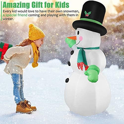 7FT Lighted Snowman Inflatable – Outdoor Xmas Blow-Up for Lawn, Patio & Parties