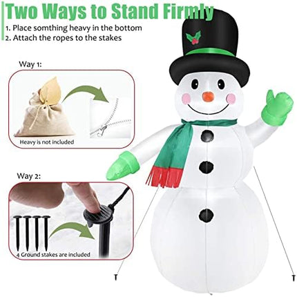 7FT Lighted Snowman Inflatable – Outdoor Xmas Blow-Up for Lawn, Patio & Parties