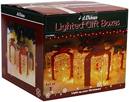 ATDAWN Lighted Gift Boxes Set of 3 – Clear Acrylic Christmas Home Decorations