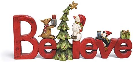 Believe Christmas Tabletop Sign Decor, Holiday Figurine by Newman House Studio