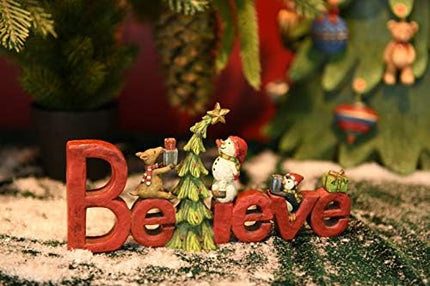 Believe Christmas Tabletop Sign Decor, Holiday Figurine by Newman House Studio