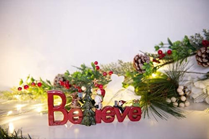 Believe Christmas Tabletop Sign Decor, Holiday Figurine by Newman House Studio