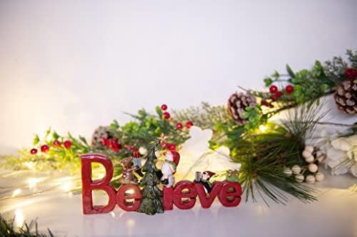Believe Christmas Tabletop Sign Decor, Holiday Figurine by Newman House Studio