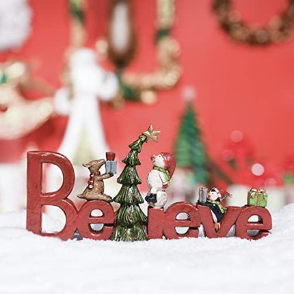 Believe Christmas Tabletop Sign Decor, Holiday Figurine by Newman House Studio
