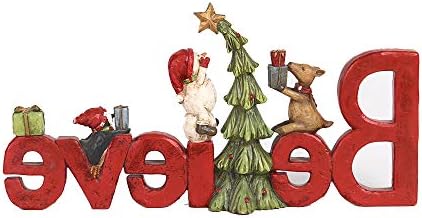 Believe Christmas Tabletop Sign Decor, Holiday Figurine by Newman House Studio