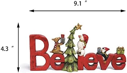 Believe Christmas Tabletop Sign Decor, Holiday Figurine by Newman House Studio