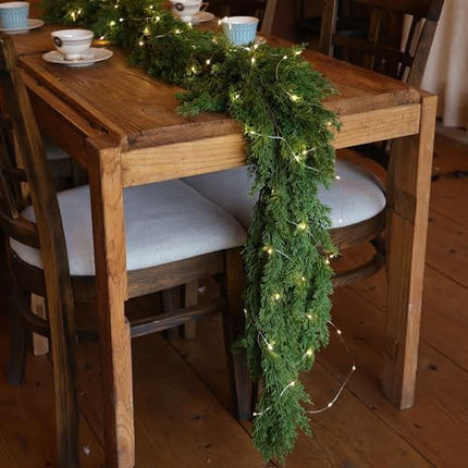 6FT LED Pine & Cypress Christmas Garland, Seasonal Indoor Outdoor Decoration