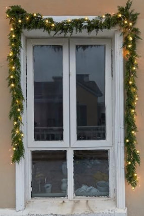 6FT LED Pine & Cypress Christmas Garland, Seasonal Indoor Outdoor Decoration