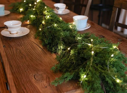 6FT LED Pine & Cypress Christmas Garland, Seasonal Indoor Outdoor Decoration