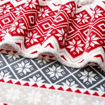 PAVILIA Red Snowflake Christmas Blanket – Cozy Plush Winter Throw 60x80