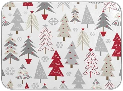 Nander Christmas Tree Dish Drying Mat 18x24 Absorbent Reversible Kitchen Pad