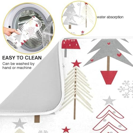 Nander Christmas Tree Dish Drying Mat 18x24 Absorbent Reversible Kitchen Pad