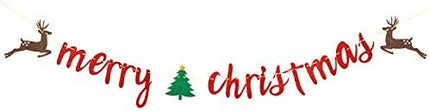 Glitter Merry Christmas Banner – Red & Green Festive Sign for Xmas Party Decor