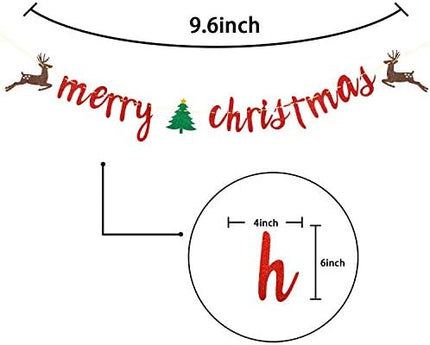 Glitter Merry Christmas Banner – Red & Green Festive Sign for Xmas Party Decor