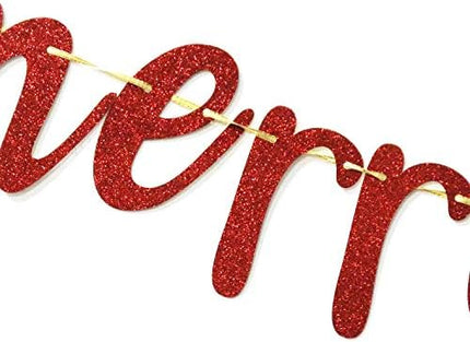 Glitter Merry Christmas Banner – Red & Green Festive Sign for Xmas Party Decor