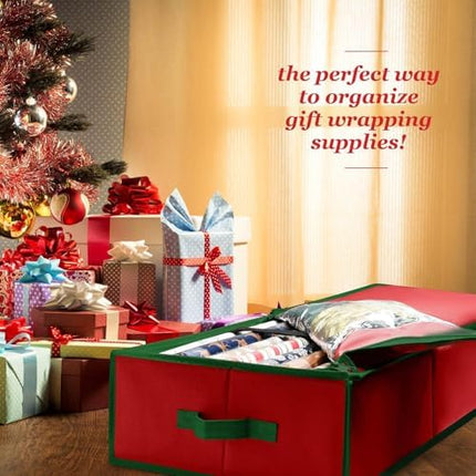 Christmas Wrapping Paper Storage Bag – Large 24-Roll Organizer with Pockets