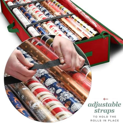 Christmas Wrapping Paper Storage Bag – Large 24-Roll Organizer with Pockets