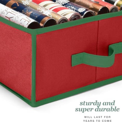 Christmas Wrapping Paper Storage Bag – Large 24-Roll Organizer with Pockets