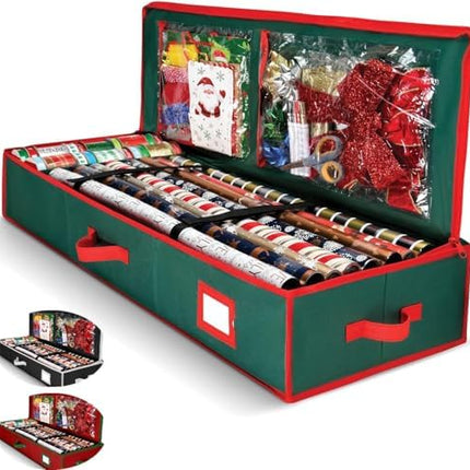 Large Gift Wrap Organizer Box – Xmas Storage Bag for 24 Rolls & Accessories