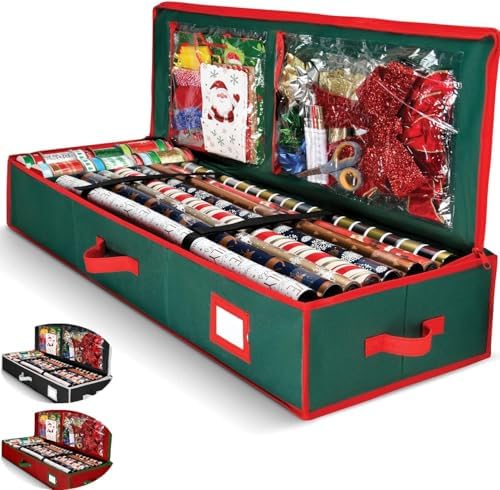 Large Gift Wrap Organizer Box – Xmas Storage Bag for 24 Rolls & Accessories