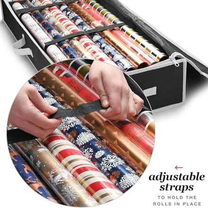 Christmas Wrapping Paper Organizer Storage Box – Underbed Container for 24 Rolls
