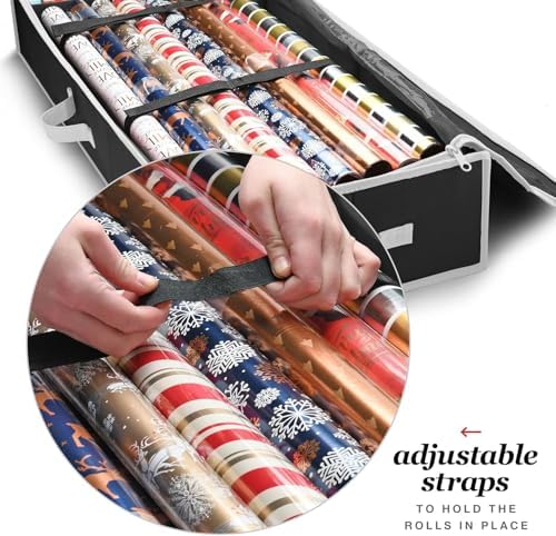 Christmas Wrapping Paper Organizer Storage Box – Underbed Container for 24 Rolls