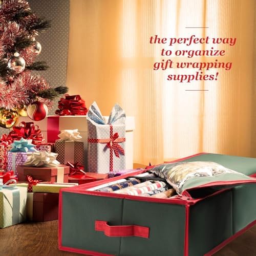 Large Gift Wrap Organizer Box – Xmas Storage Bag for 24 Rolls & Accessories