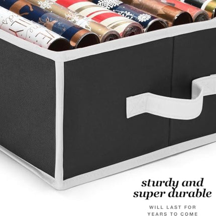 Christmas Wrapping Paper Organizer Storage Box – Underbed Container for 24 Rolls