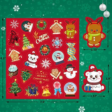 Christmas Stickers 200 PCS – 8 Sheets Cute Kids Holiday Party Supplies