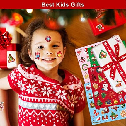 Christmas Stickers 200 PCS – 8 Sheets Cute Kids Holiday Party Supplies