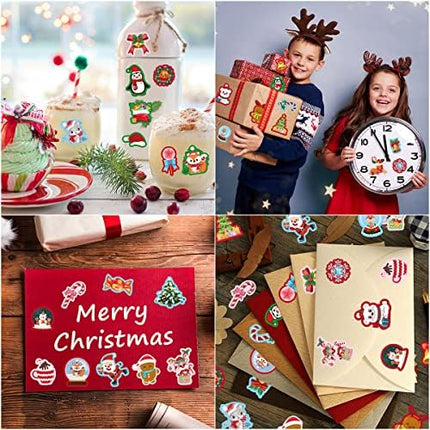 Christmas Stickers 200 PCS – 8 Sheets Cute Kids Holiday Party Supplies