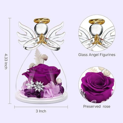 Christmas Angel Rose Gift – Fresh-Look Preserved Flower for Mom or Grandma