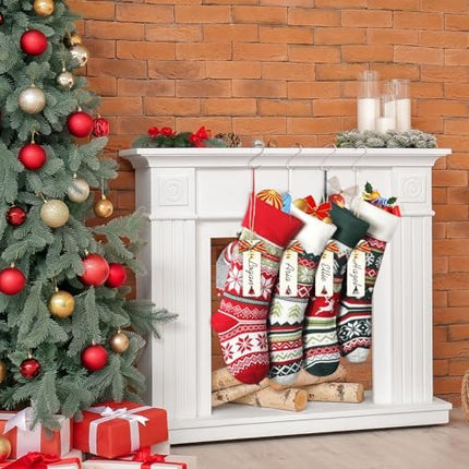 Christmas Stockings 4-Pack – 22" Cable Knit Snowflake & Reindeer Gift Holders
