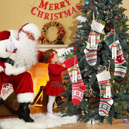 Christmas Stockings 4-Pack – 22" Cable Knit Snowflake & Reindeer Gift Holders