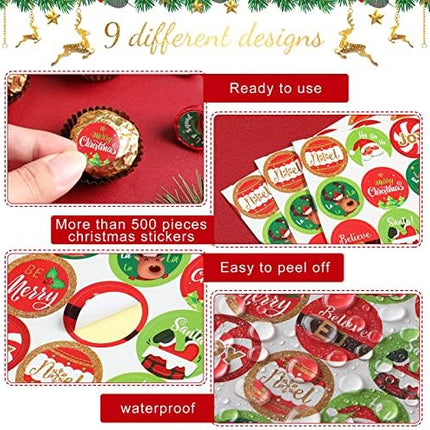 Santa Christmas Candy Stickers 504pcs – Mini Round Labels for Winter Parties