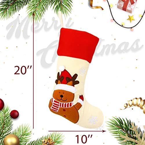 Cuteoy Christmas 3-Pack Stockings 20" – Festive Santa, Snowman & Reindeer