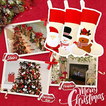 Cuteoy Christmas 3-Pack Stockings 20" – Festive Santa, Snowman & Reindeer