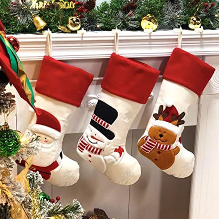 Cuteoy Christmas 3-Pack Stockings 20" – Festive Santa, Snowman & Reindeer