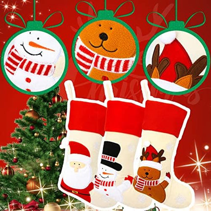 Cuteoy Christmas 3-Pack Stockings 20" – Festive Santa, Snowman & Reindeer
