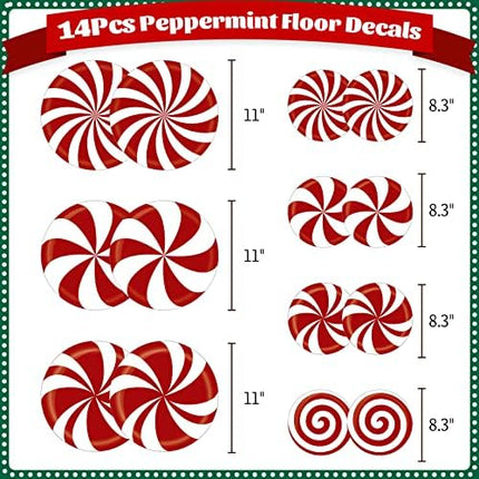 Large Peppermint Christmas Decals 14pcs – Wall & Floor Stickers for Holiday Parties