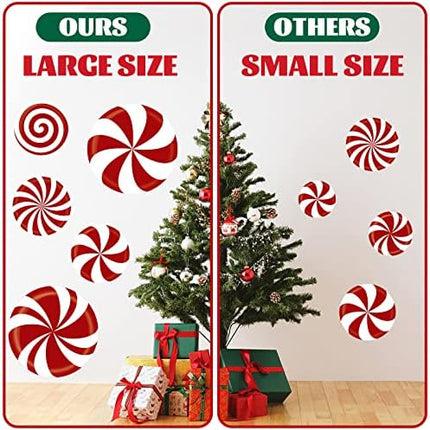 Large Peppermint Christmas Decals 14pcs – Wall & Floor Stickers for Holiday Parties