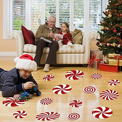 Large Peppermint Christmas Decals 14pcs – Wall & Floor Stickers for Holiday Parties