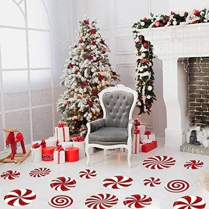 Large Peppermint Christmas Decals 14pcs – Wall & Floor Stickers for Holiday Parties