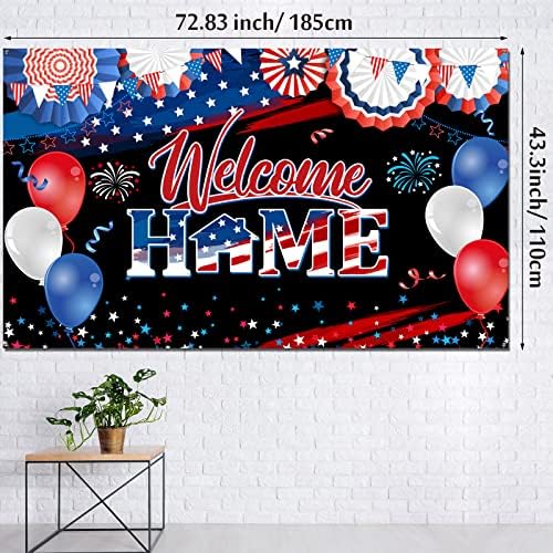 Patriotic Welcome Home Backdrop – Red White Blue Military Homecoming Decor