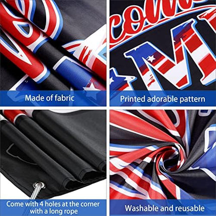 Patriotic Welcome Home Backdrop – Red White Blue Military Homecoming Decor