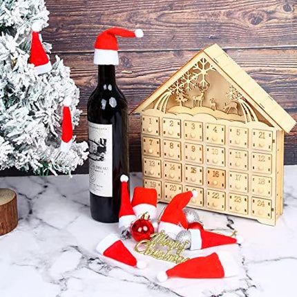 Christmas Mini Santa Hats 36pcs – Wine Bottle & Treat Covers for Festive Crafting